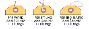 Pre-Wired, Pre-Strung, & Pre-Tied Elastic Shipping Tags