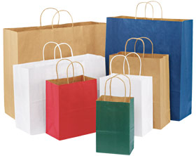 Kraft Paper Shopping Bags - 5 1/2 x 3 1/4 x 8 3/8, Rose S-7636 - Uline
